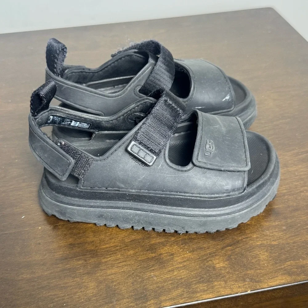 UGG GoldenGlow Sandals Kids 12 Lightweight Sport Platform Black